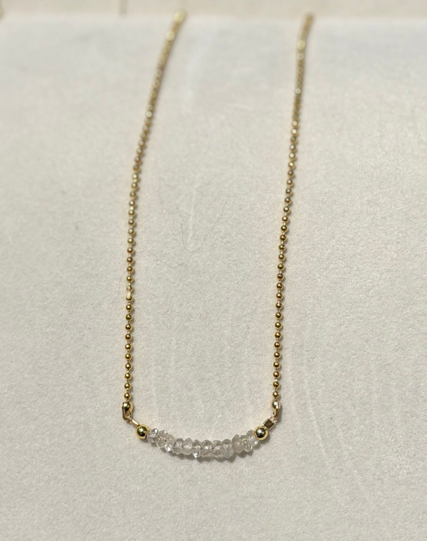 Crystal Quartz 4mm beads with gold plated chain