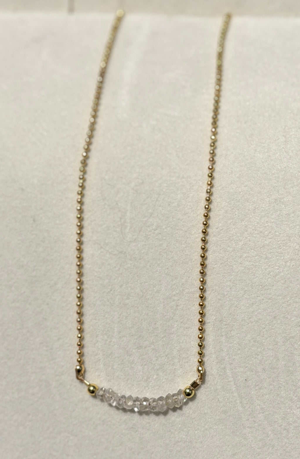 Crystal Quartz 4mm beads with gold plated chain