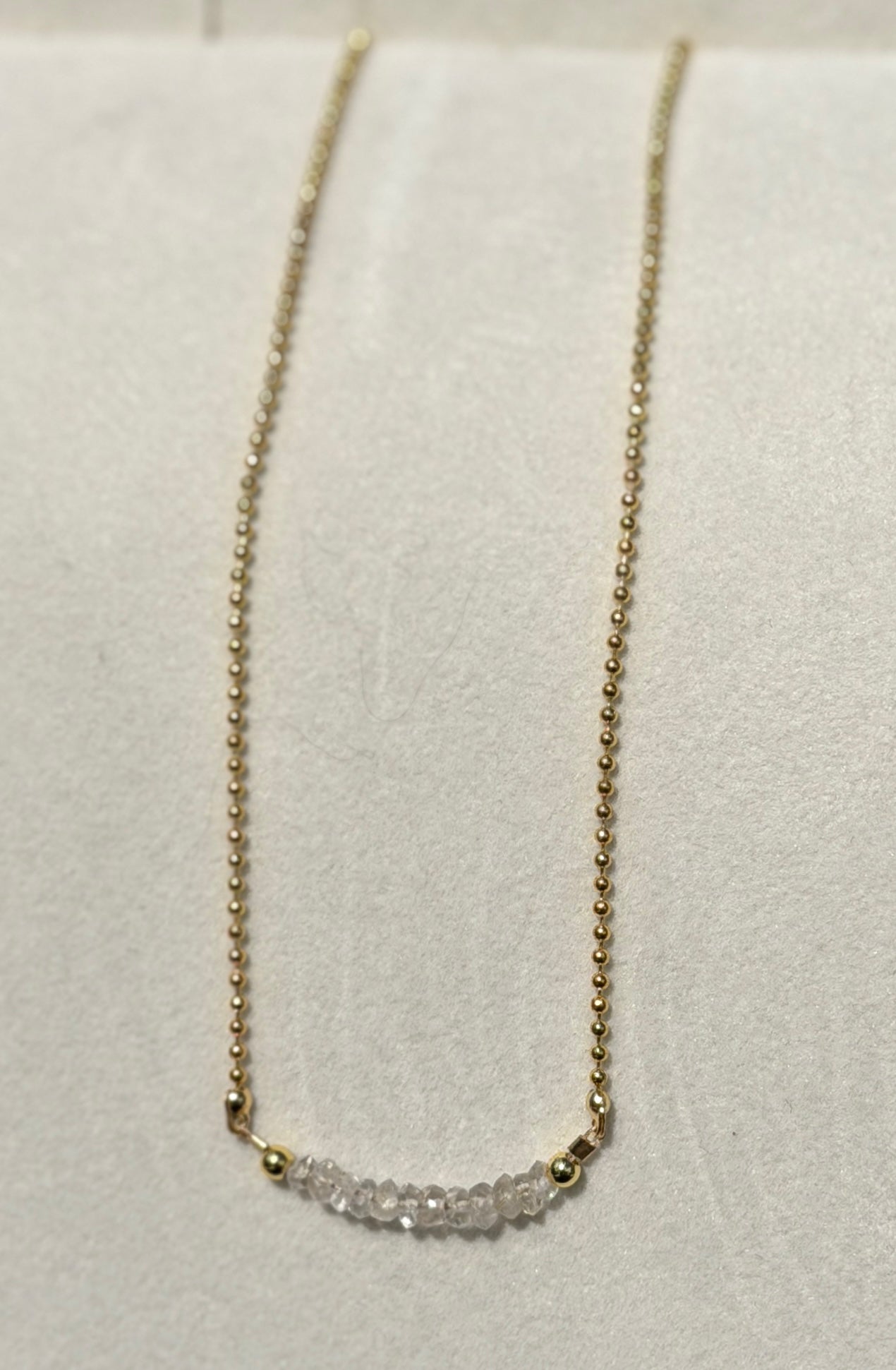 Crystal Quartz 4mm beads with gold plated chain