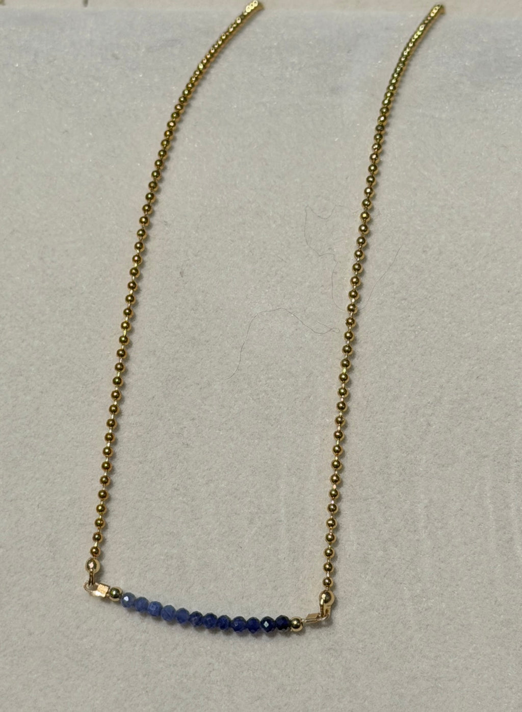 Lapis Lazuli Necklace 2mm beads with gold plated chain