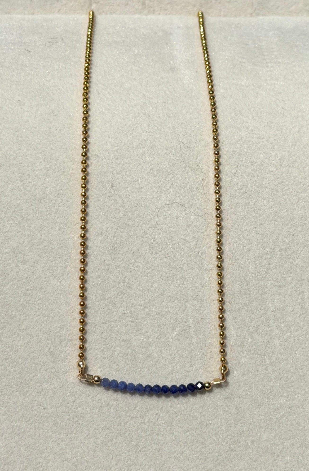 Lapis Lazuli Necklace 2mm beads with gold plated chain