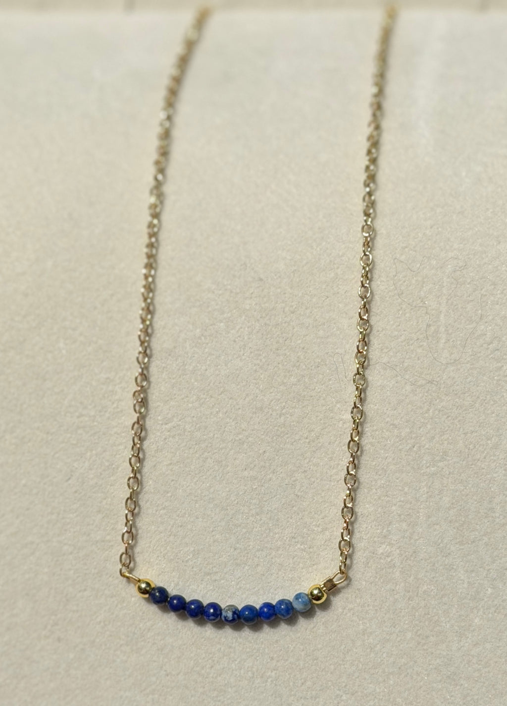 Lapis Lazuli Necklace 3mm beads with gold filled chain