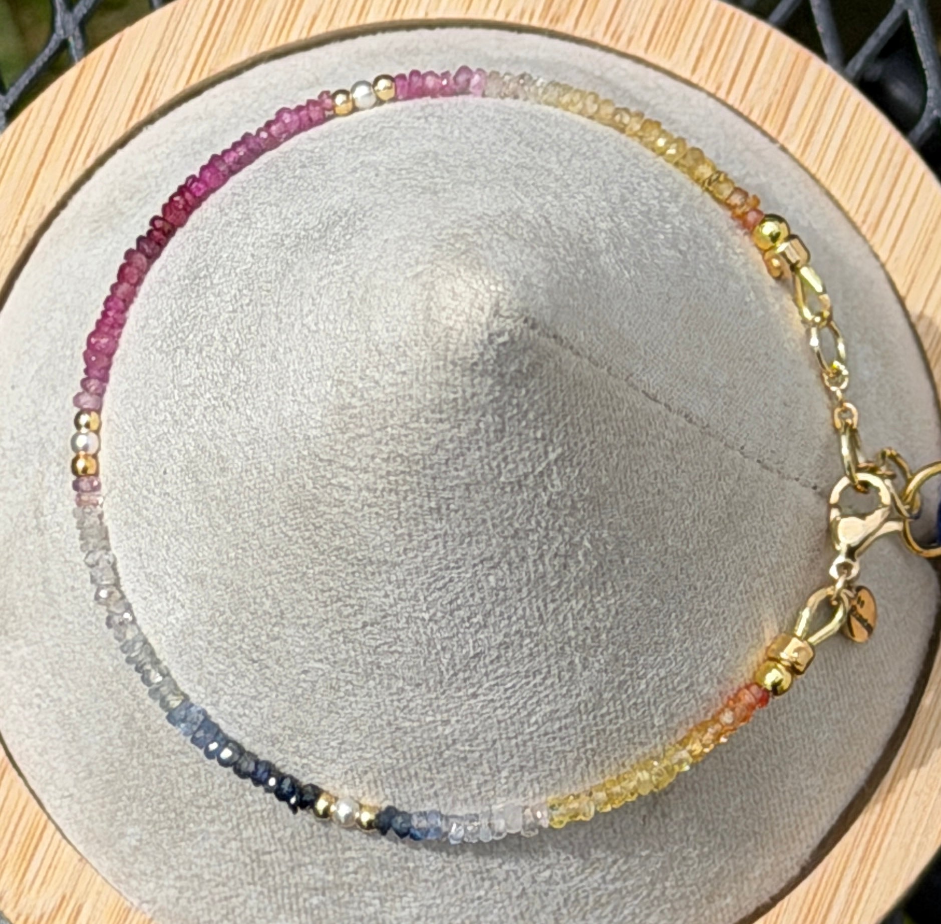 Aria bracelet #15 Sapphire, freshwater pearls, 14k filled accents*