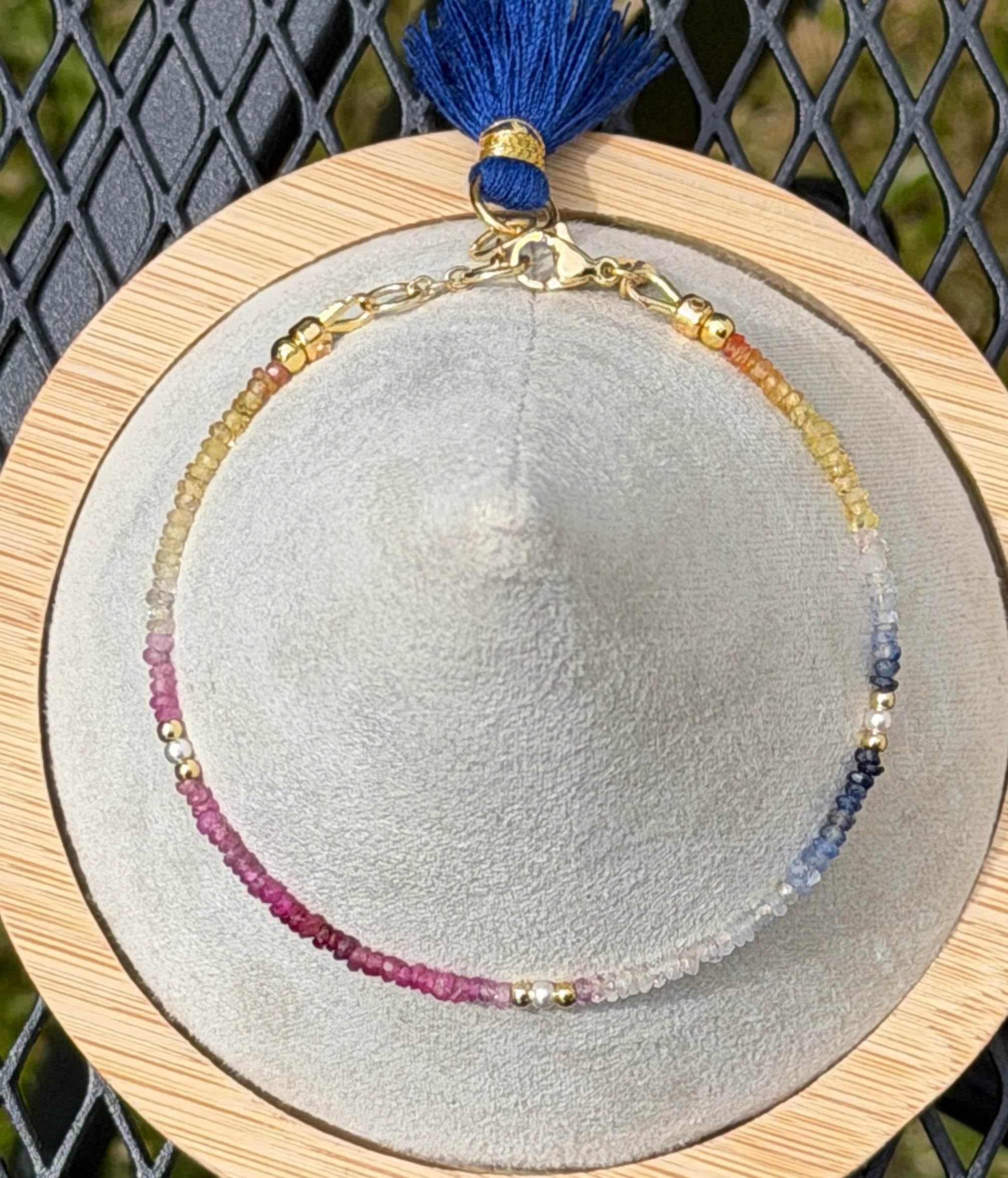 Aria bracelet #15 Sapphire, freshwater pearls, 14k filled accents*
