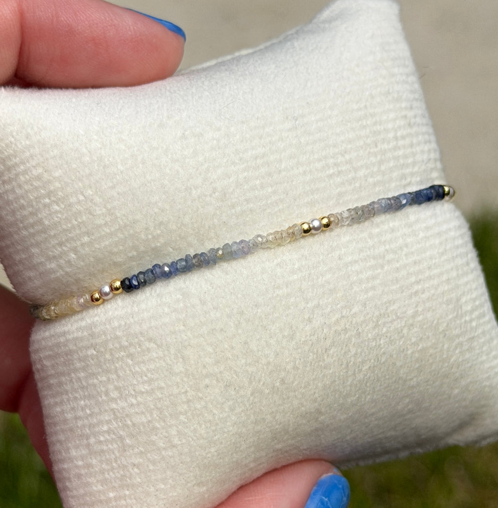 Aria bracelet #17 Sapphires, freshwater pearls, 14k filled accents*