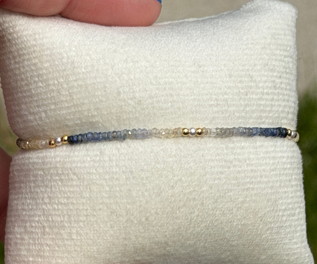 Aria bracelet #17 Sapphires, freshwater pearls, 14k filled accents*