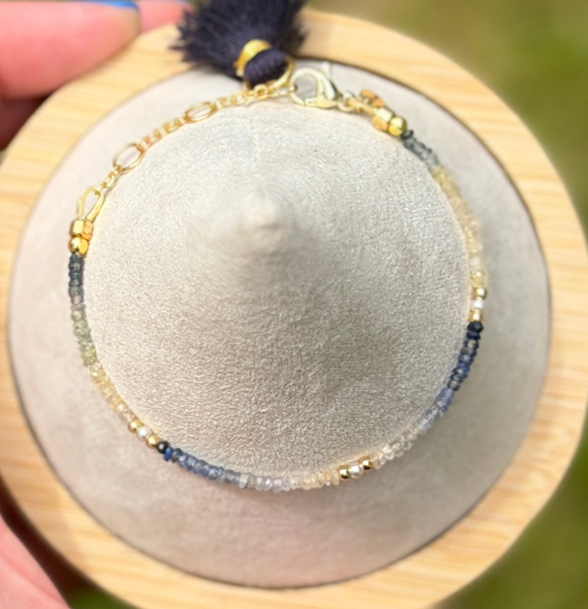 Aria bracelet #17 Sapphires, freshwater pearls, 14k filled accents*