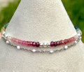 Duet bracelet #22 All gemstones - 3mm tourmaline beads with silver accents