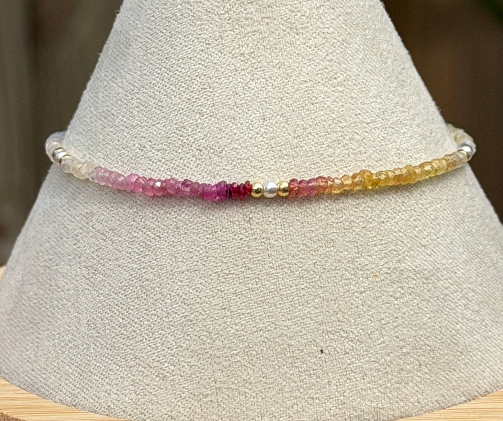 Aria bracelet #18 Sapphires, freshwater pearls, 14k filled accents*
