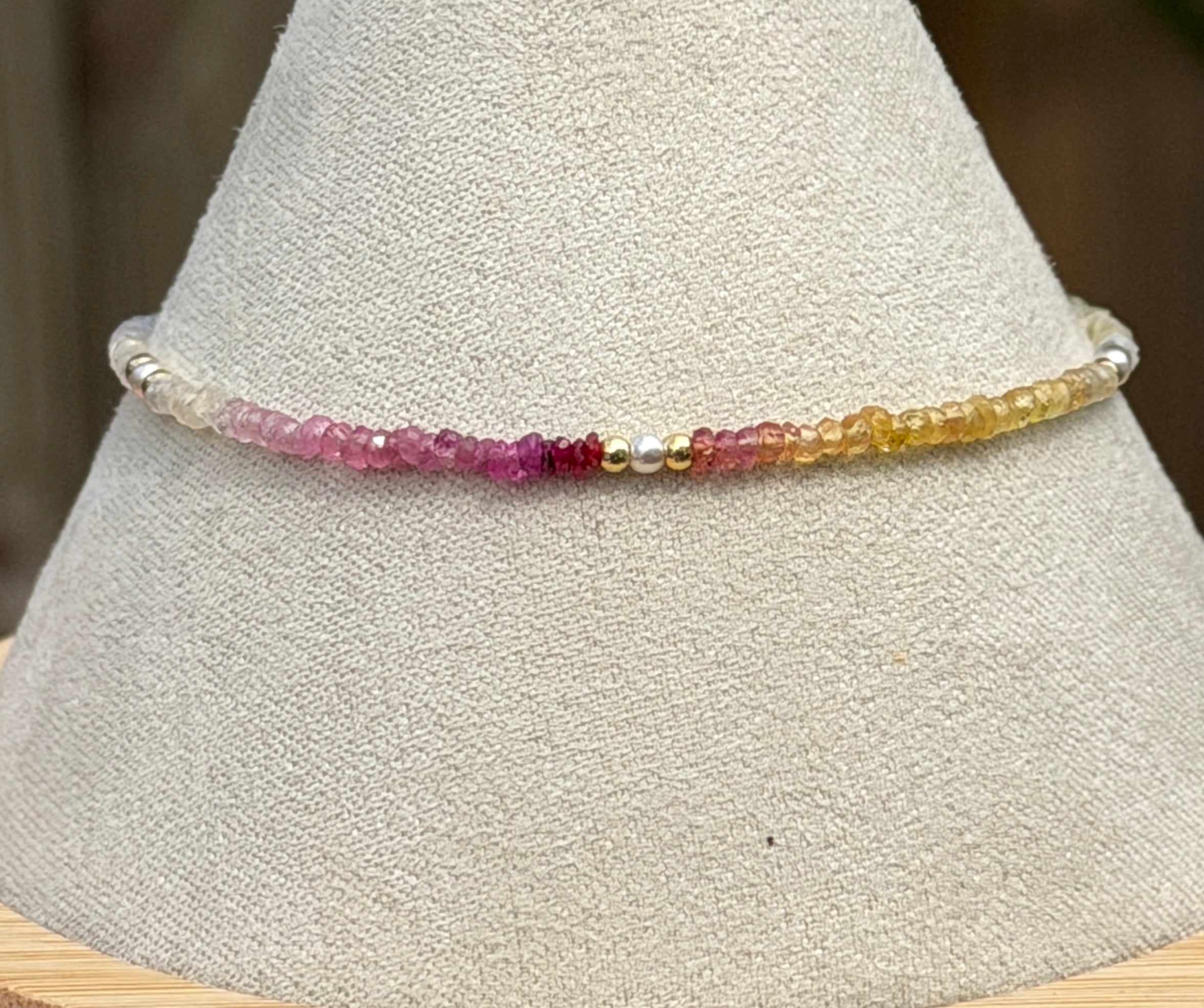 Aria bracelet #18 Sapphires, freshwater pearls, 14k filled accents*