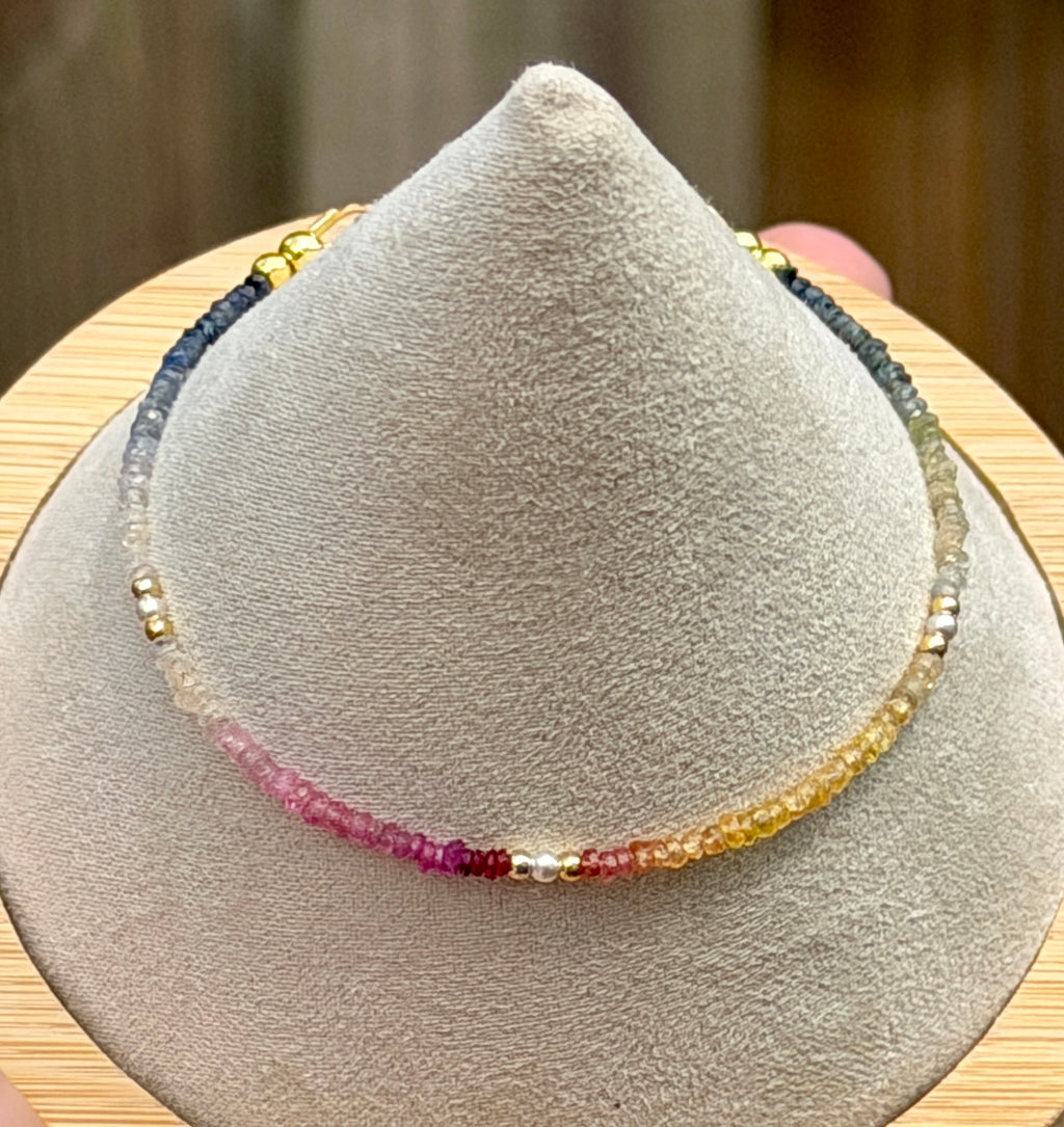 Aria bracelet #18 Sapphires, freshwater pearls, 14k filled accents*