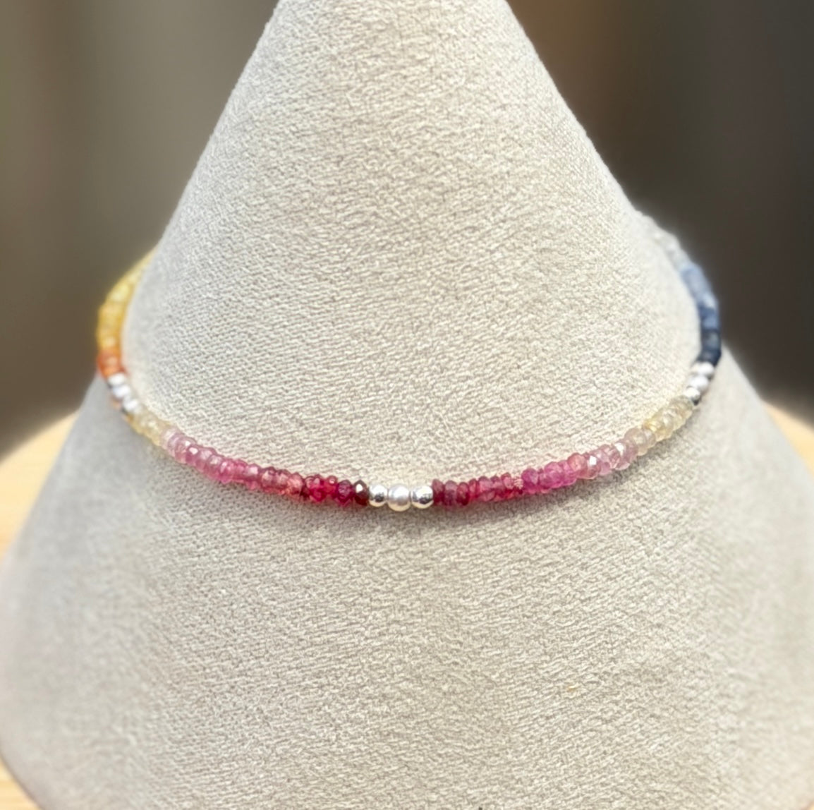 Aria bracelet #19 Sapphires, freshwater pearls, Sterling silver filled accents*