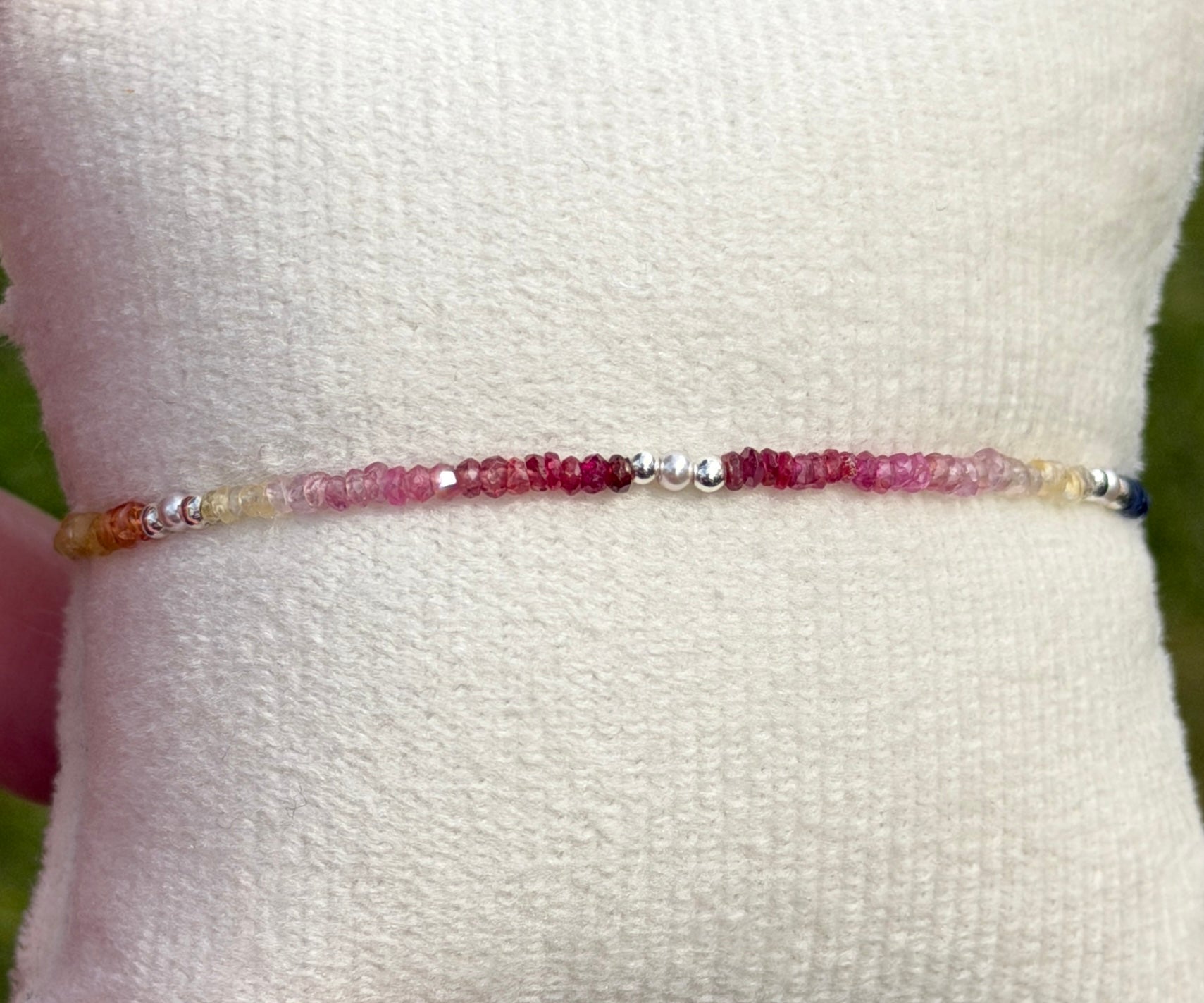 Aria bracelet #19 Sapphires, freshwater pearls, Sterling silver filled accents*