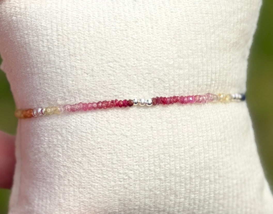 Aria bracelet #19 Sapphires, freshwater pearls, Sterling silver filled accents*