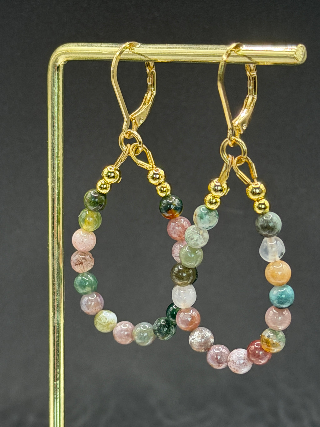Indian Agate hoops, gold plated