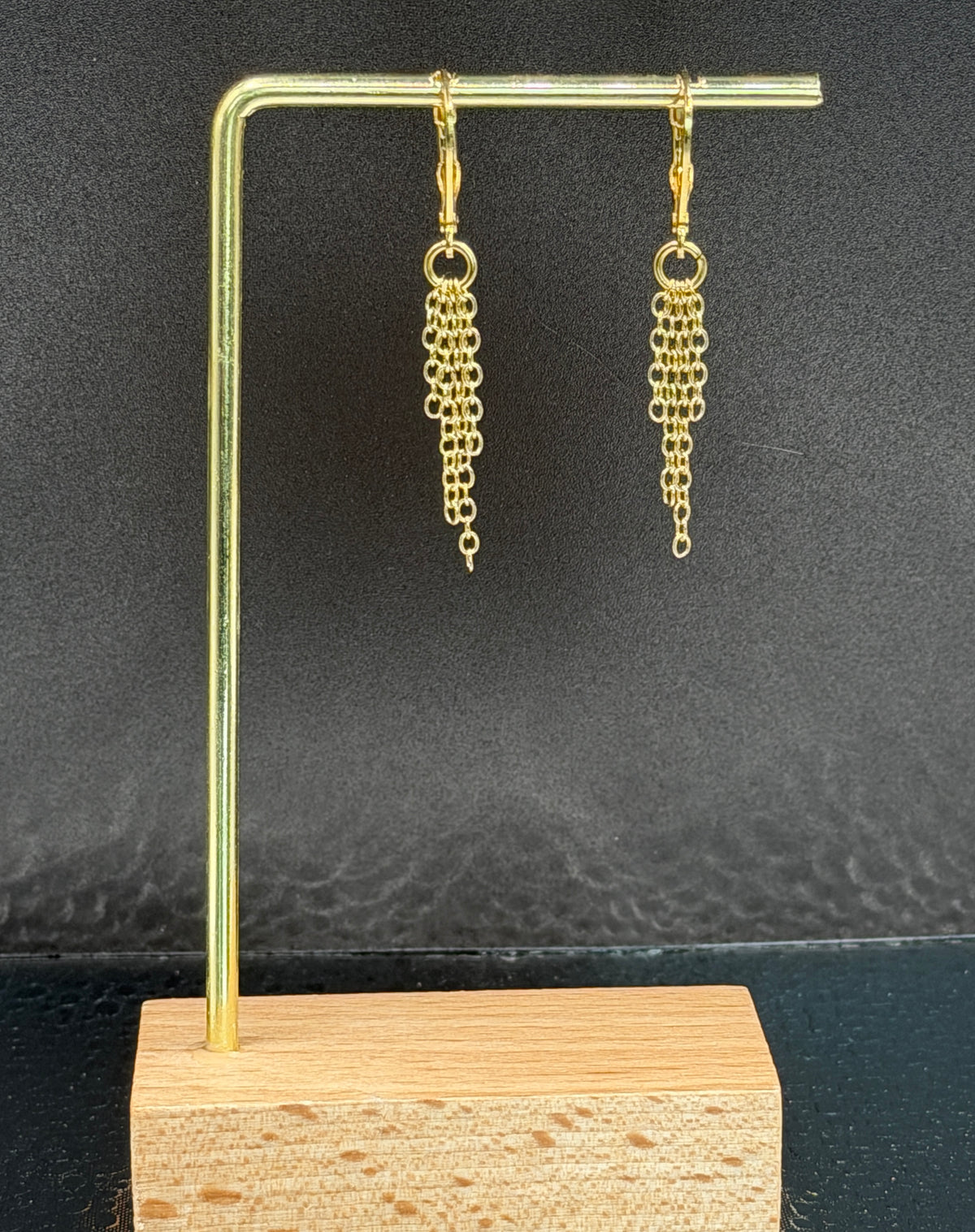 Gold plated chain dangle earrings