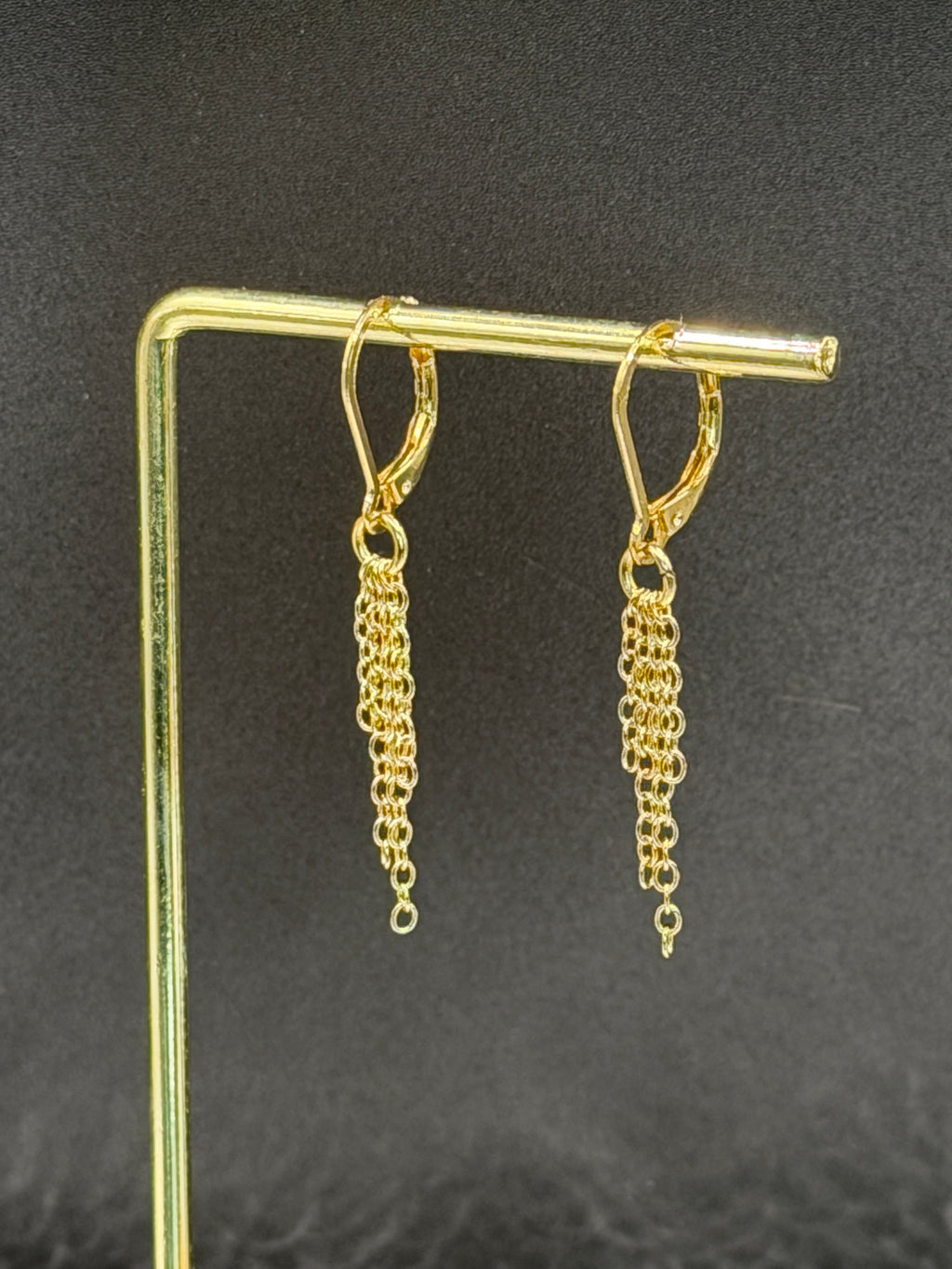 Gold plated chain dangle earrings
