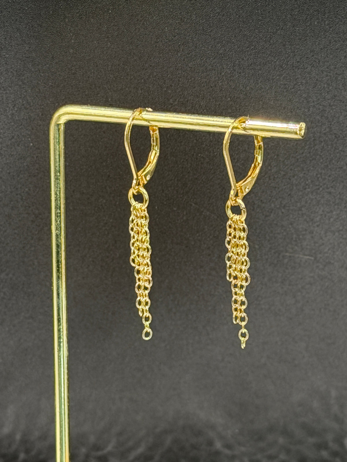 Gold plated chain dangle earrings