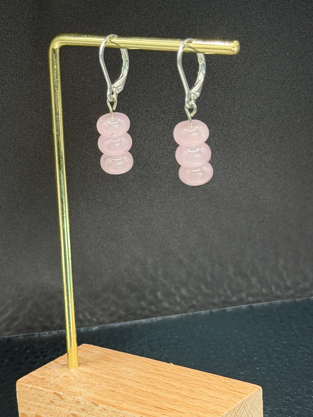 Rose Quartz and silver plated earrings