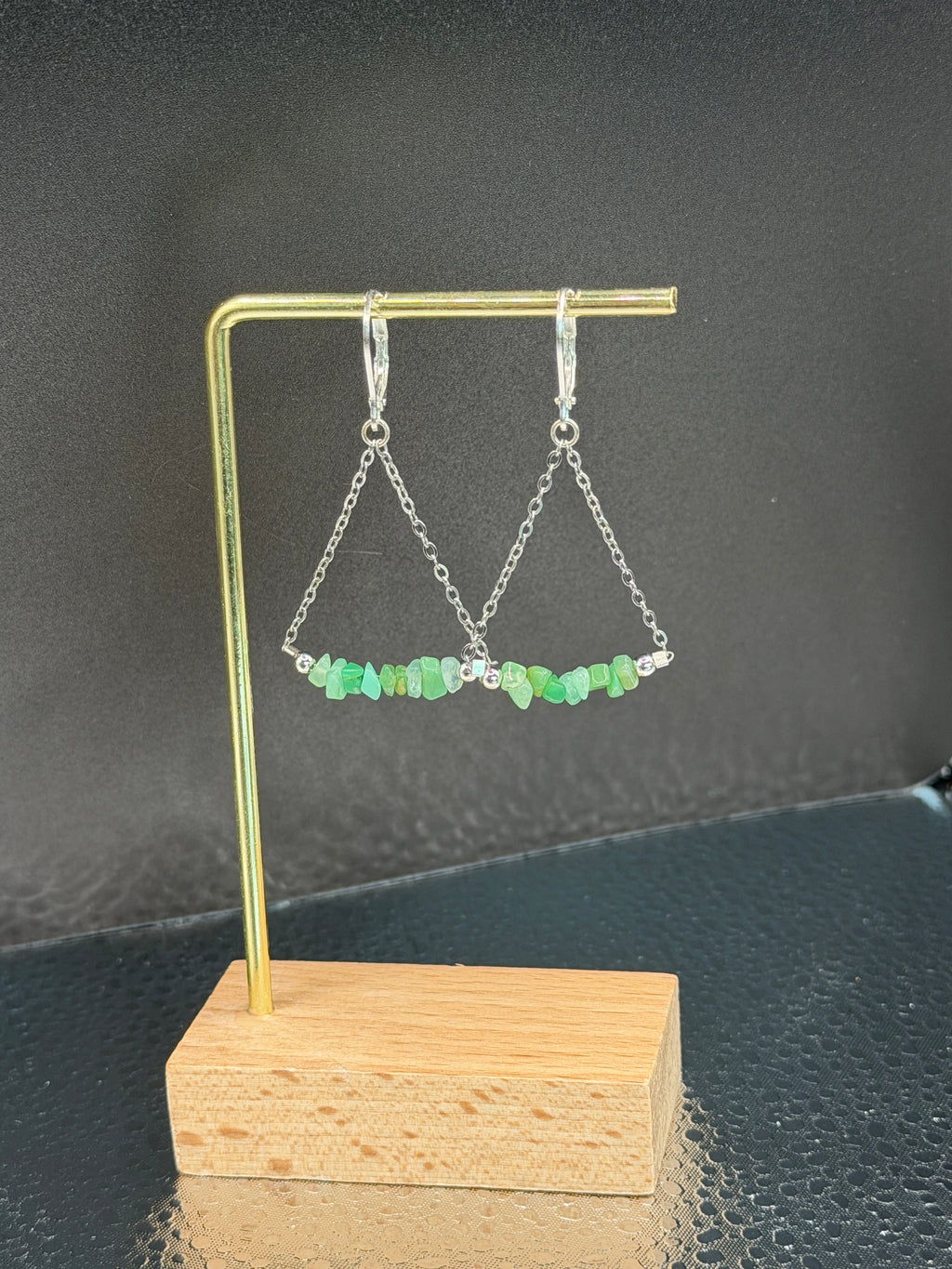 Chrysoprase and silver plated earrings