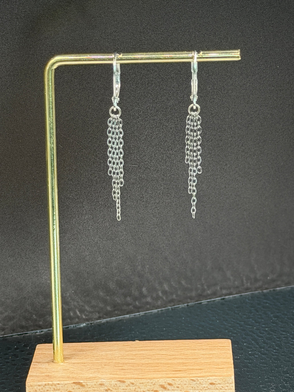 Silver plated and stainless steel dangle