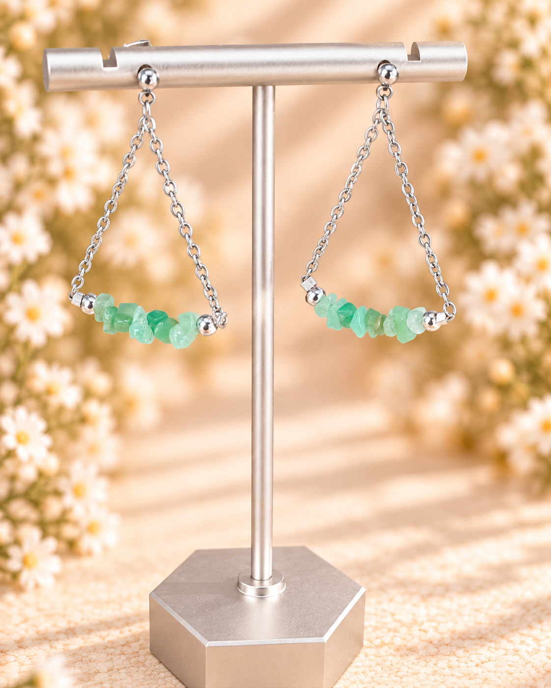 Chrysoprase and Stainless Steel earrings