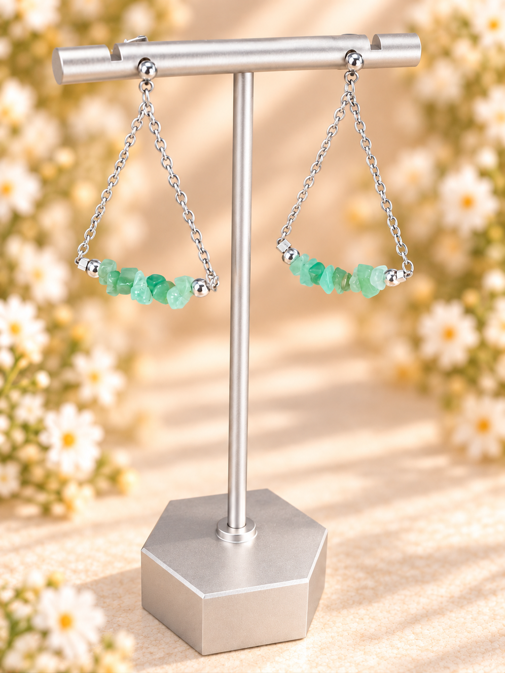 Chrysoprase and Stainless Steel earrings