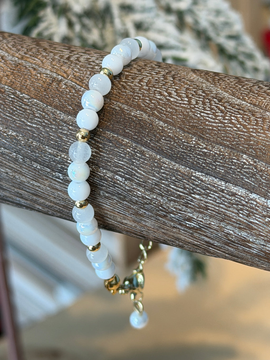 Single Bracelet White Glass small