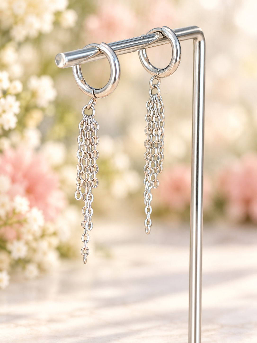 Silver plated and stainless steel dangle
