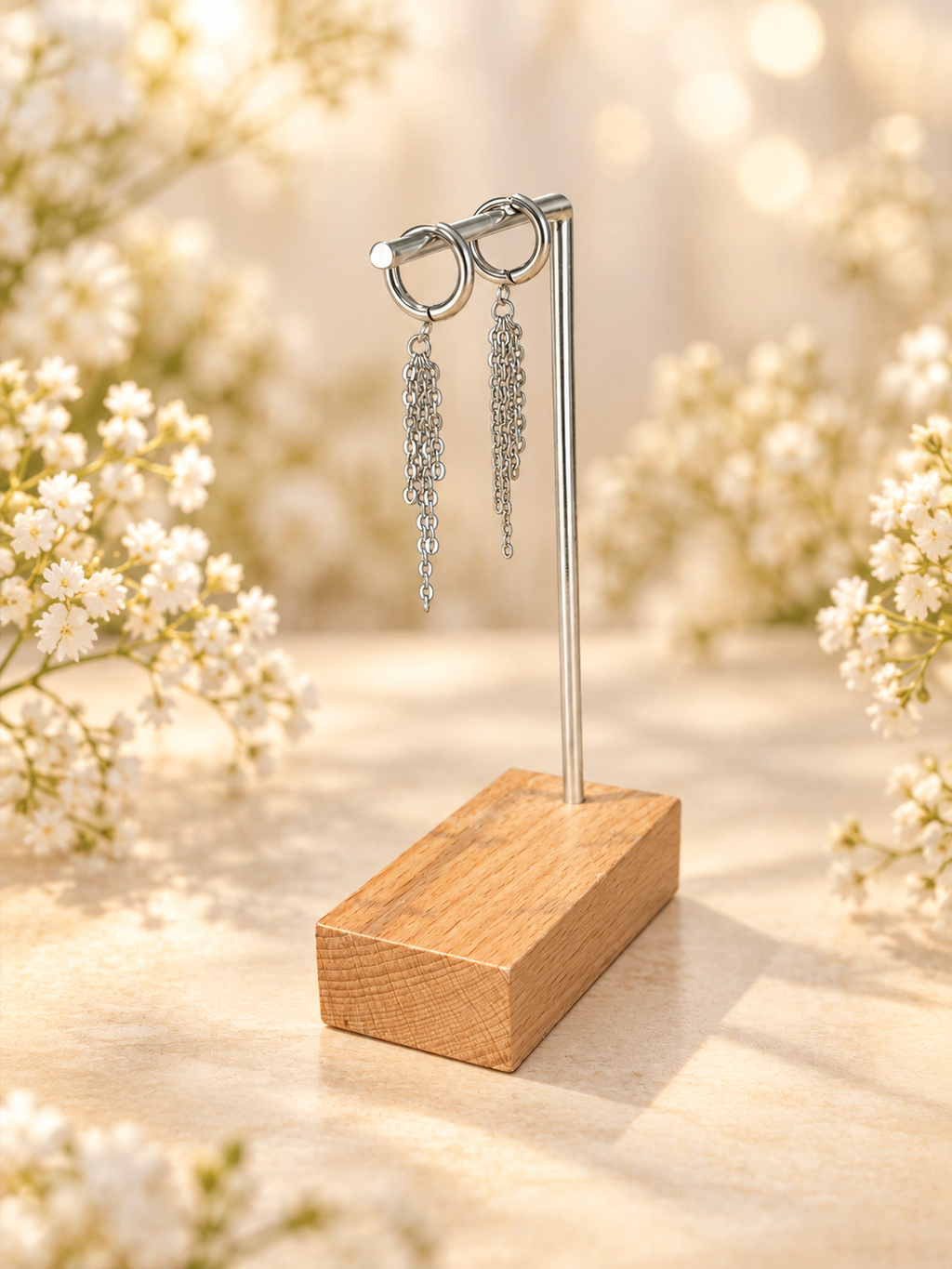Silver plated and stainless steel dangle