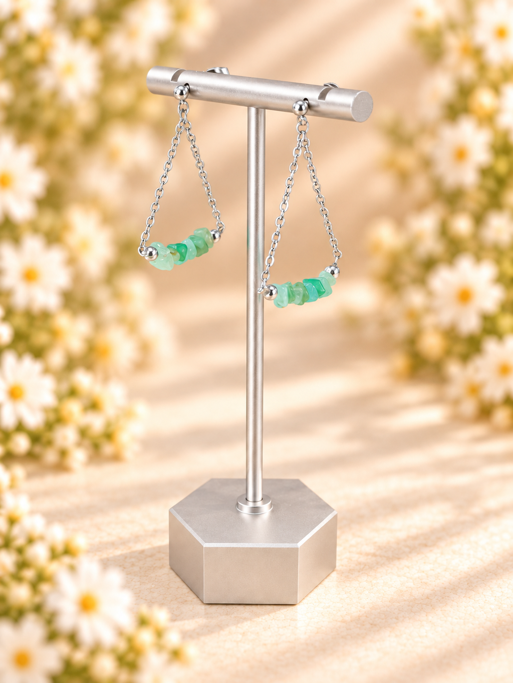 Chrysoprase and Stainless Steel earrings