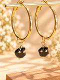 Black Onyx Hexagon beads 30mm wide hoops