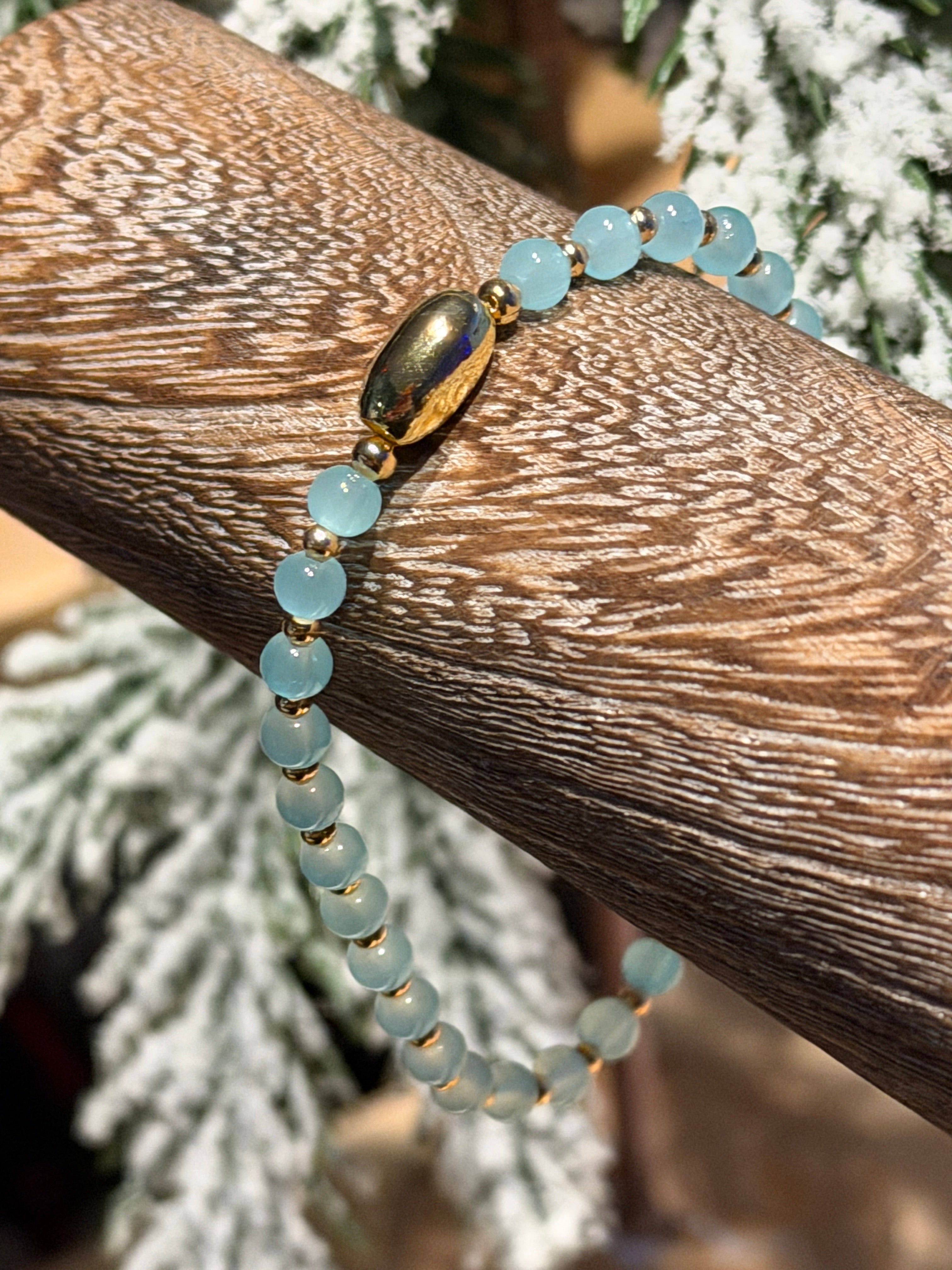 Light Blue Glass Essential Single Bracelet