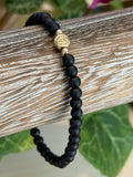 Matte Black Glass Evil Eye Single Bracelet