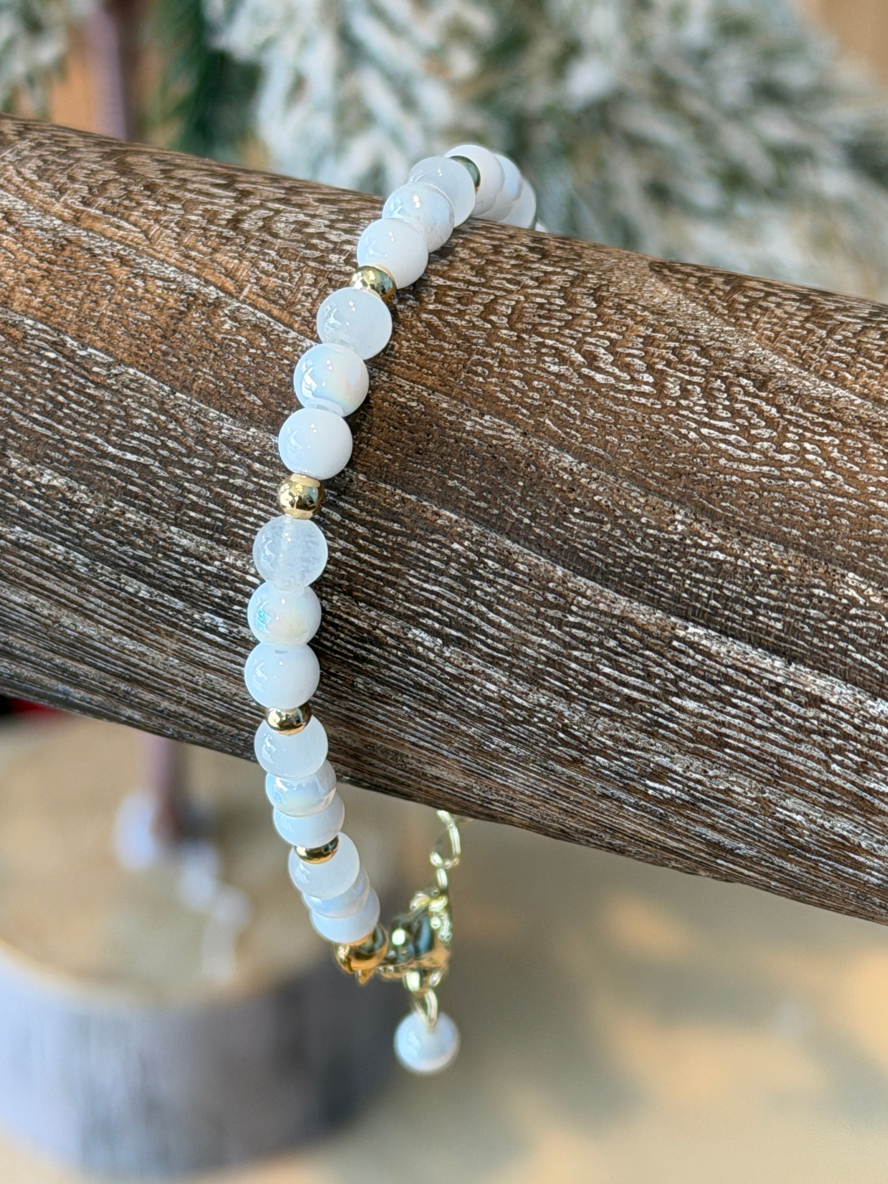 Single Bracelet White Glass small
