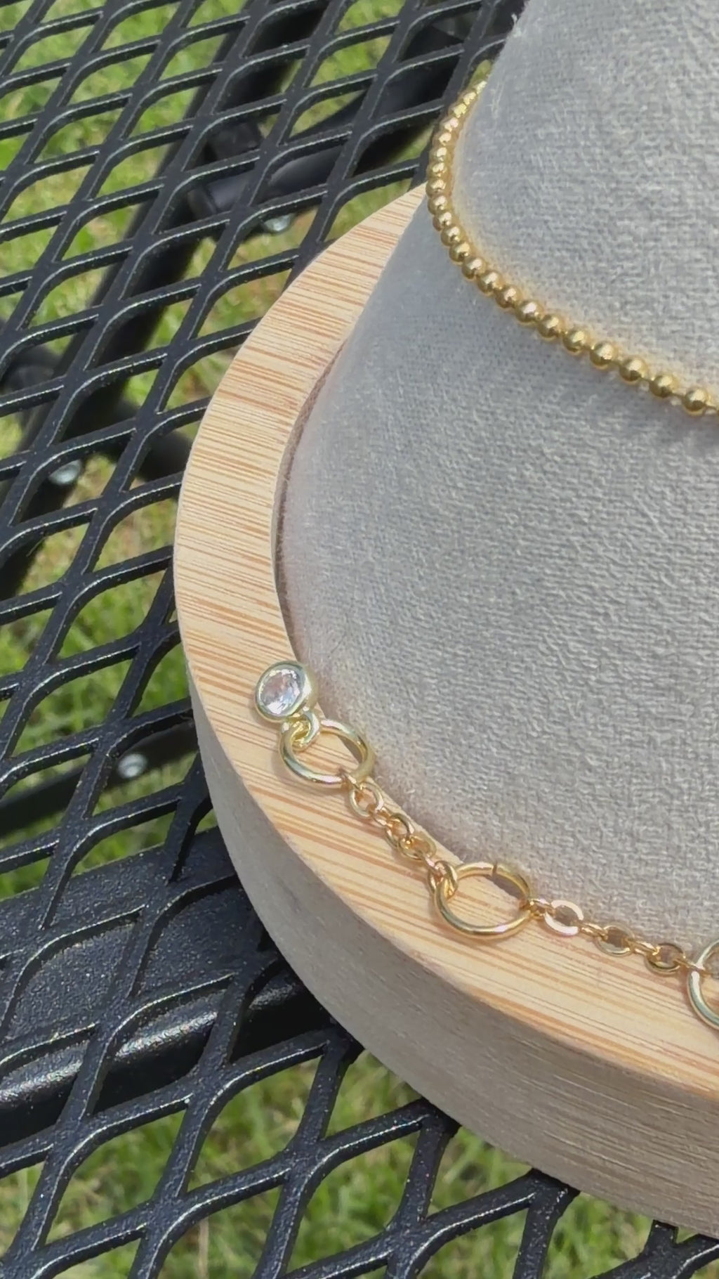 Crystal Quartz 4mm beads with gold plated chain