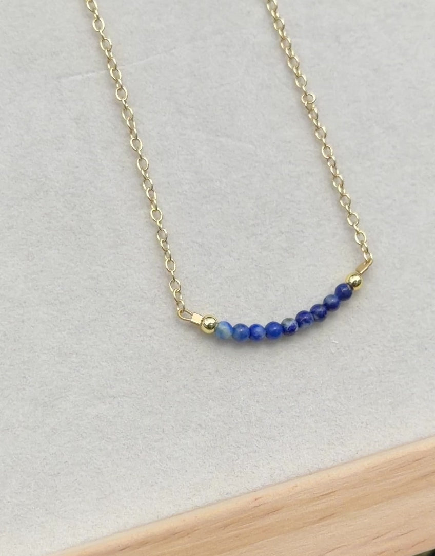 Lapis Lazuli Necklace 3mm beads with gold filled chain
