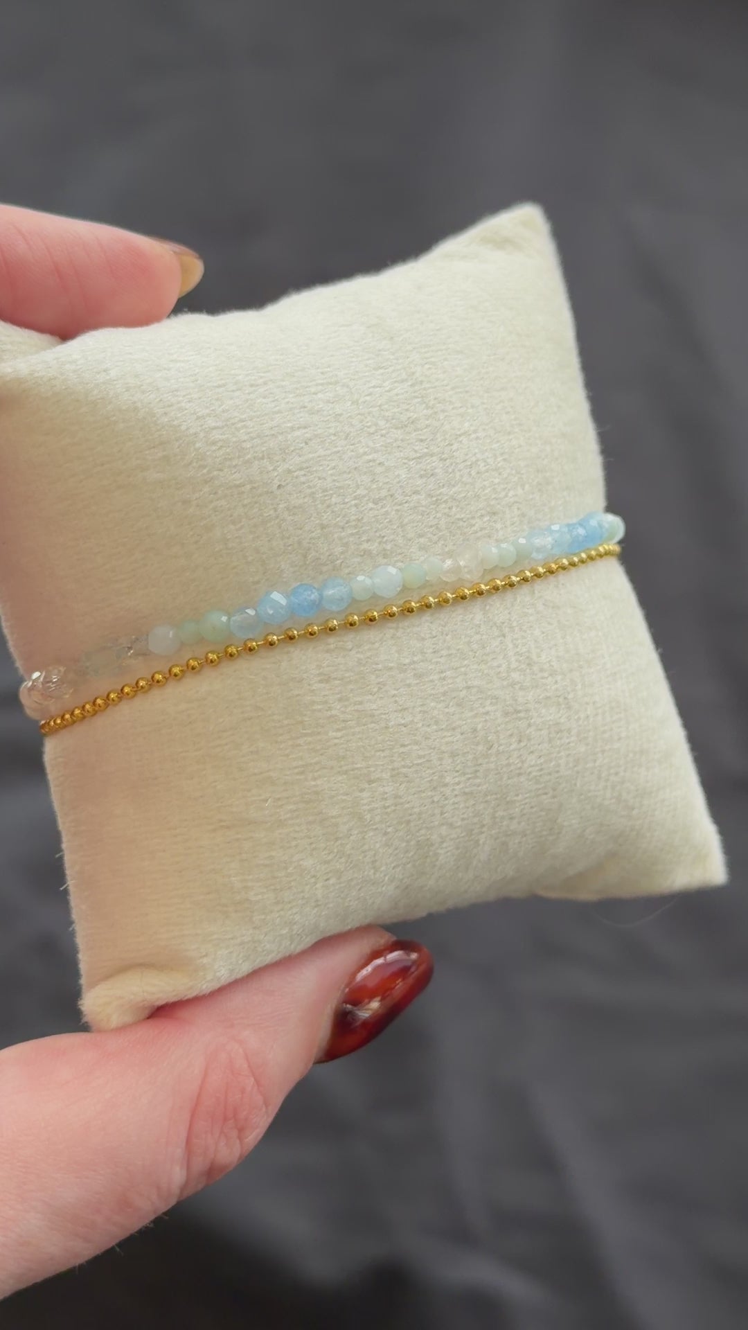Duet bracelet #7 Aquamarine, mixed gemstones, and glass beads