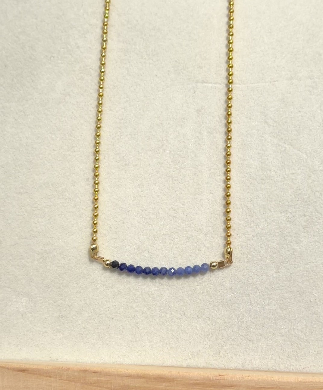 Lapis Lazuli Necklace 2mm beads with gold plated chain