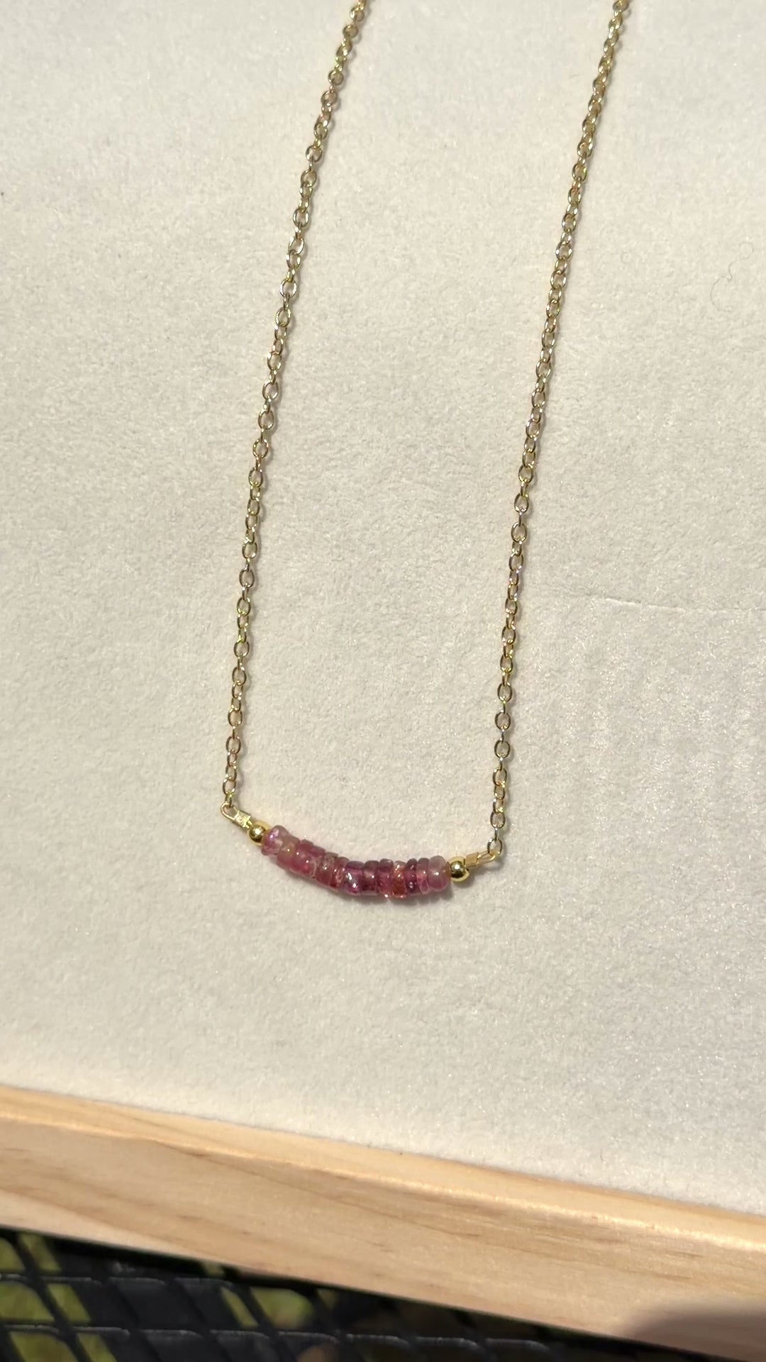 Tourmaline 4mm beads with gold filled chain