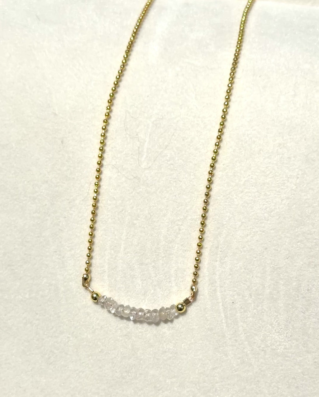 Crystal Quartz 4mm beads with gold plated chain