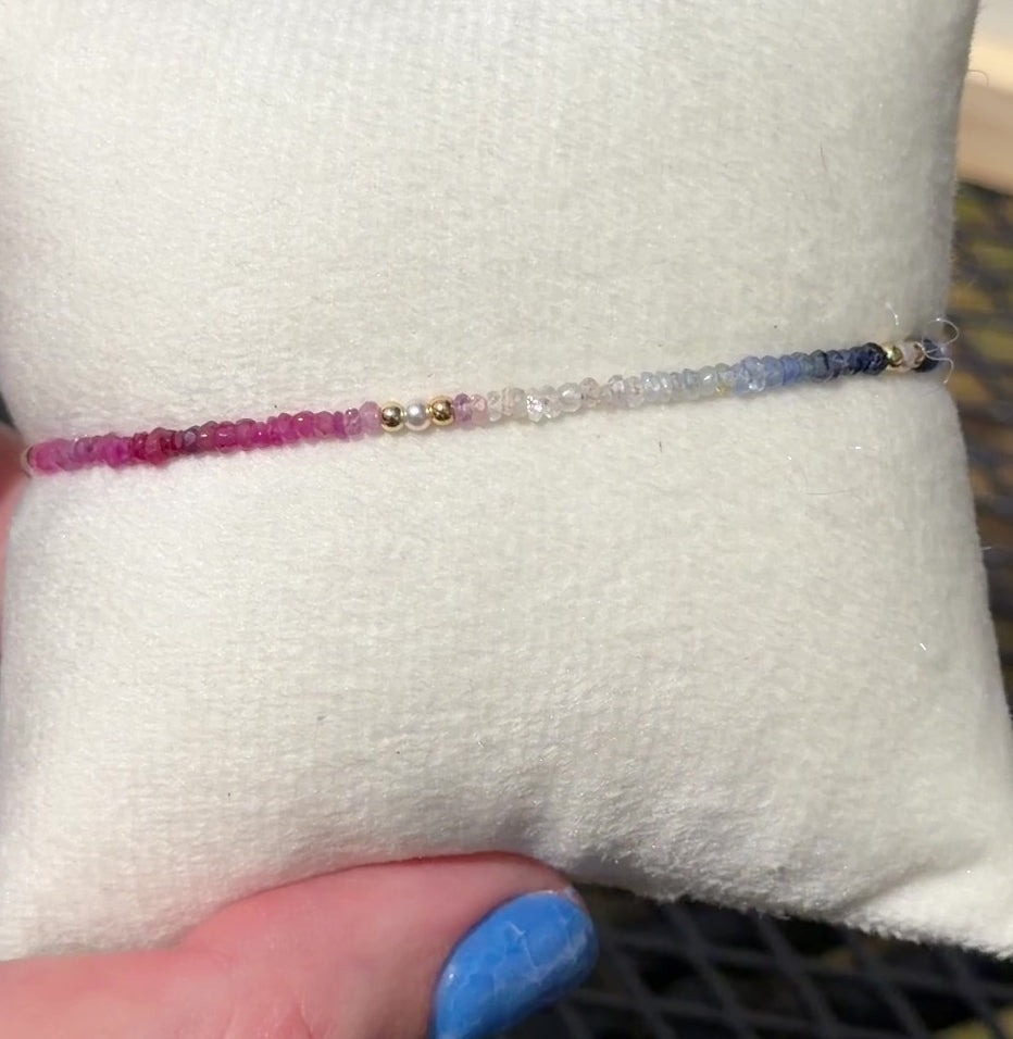 Aria bracelet #15 Sapphire, freshwater pearls, 14k filled accents*