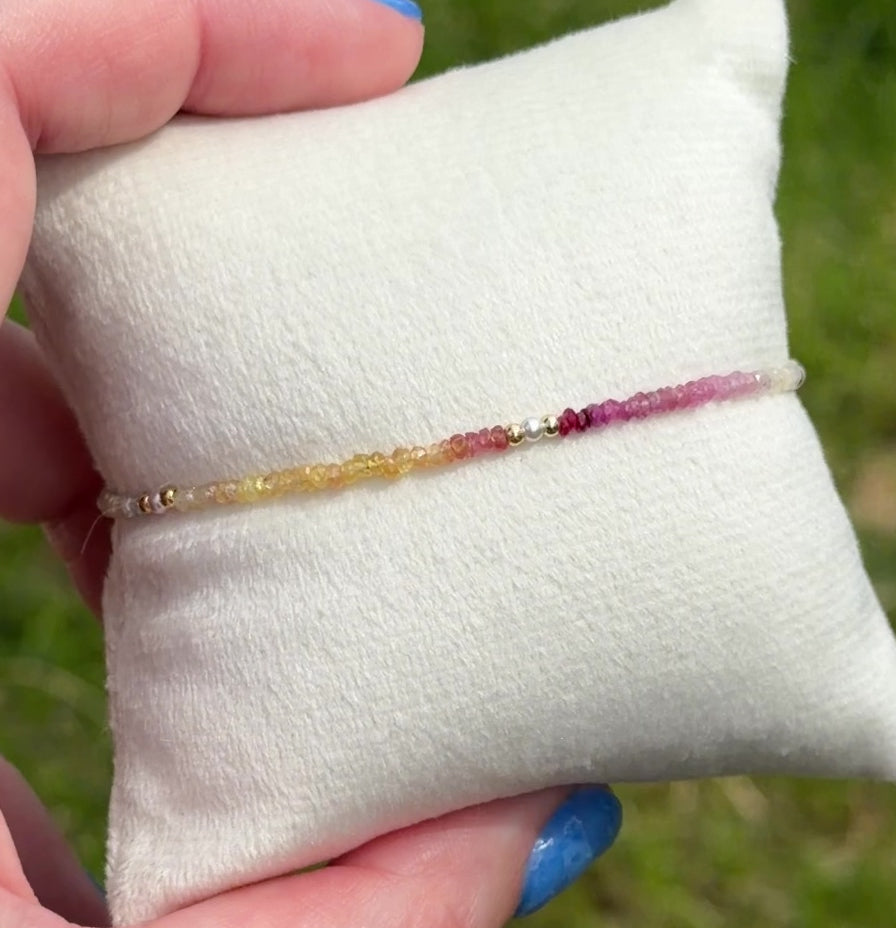 Aria bracelet #18 Sapphires, freshwater pearls, 14k filled accents*