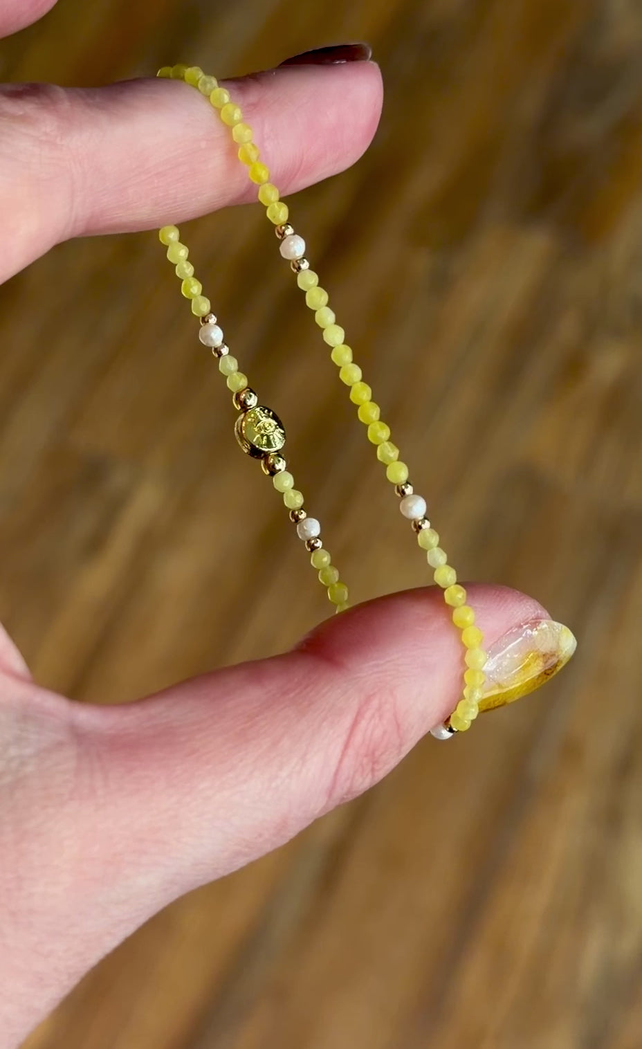 Solo bracelet #11 Yellow aquamarine with freshwater pearls