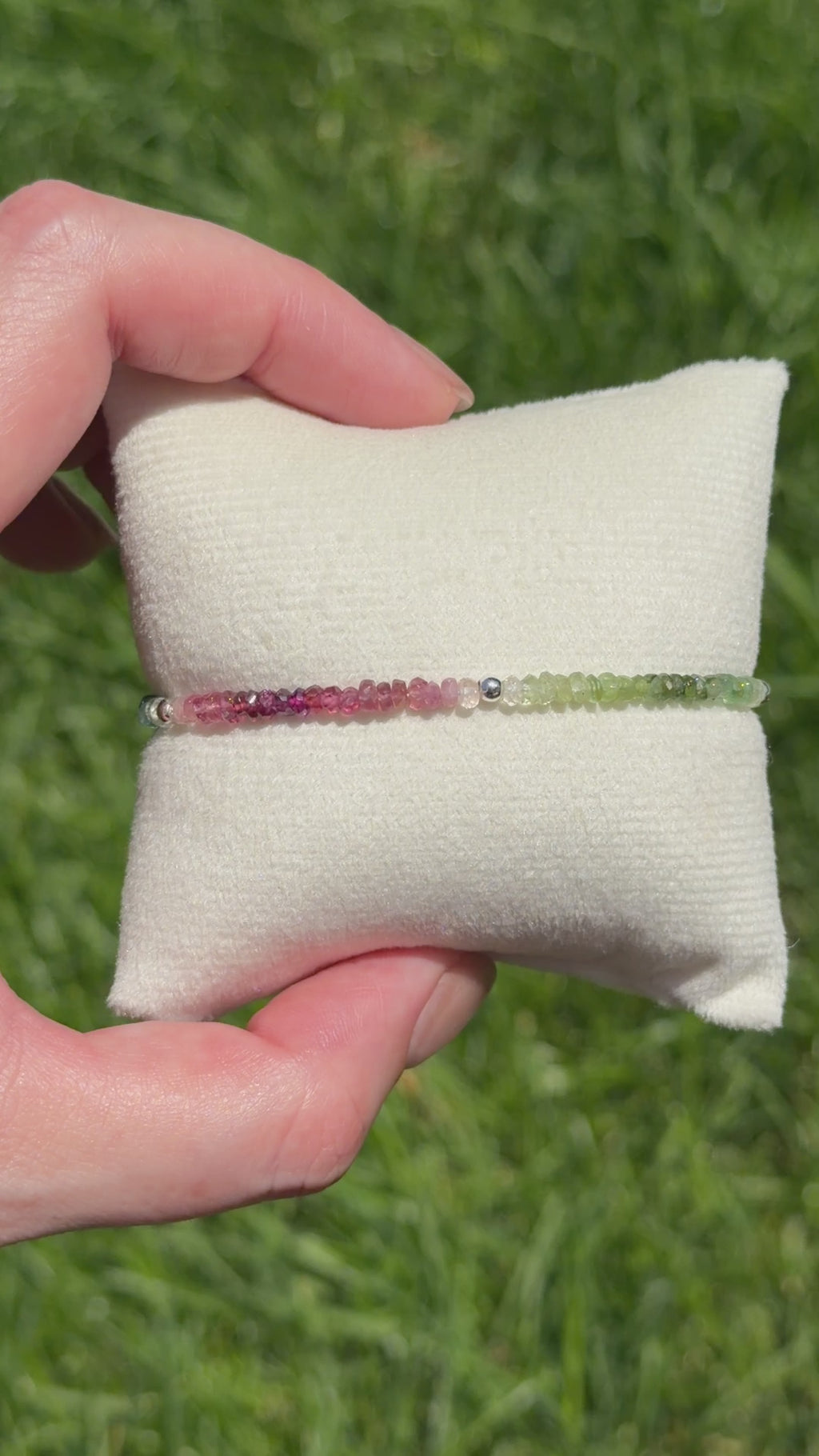 Aria bracelet #14 Tourmaline with Stainless steel silver plated accents