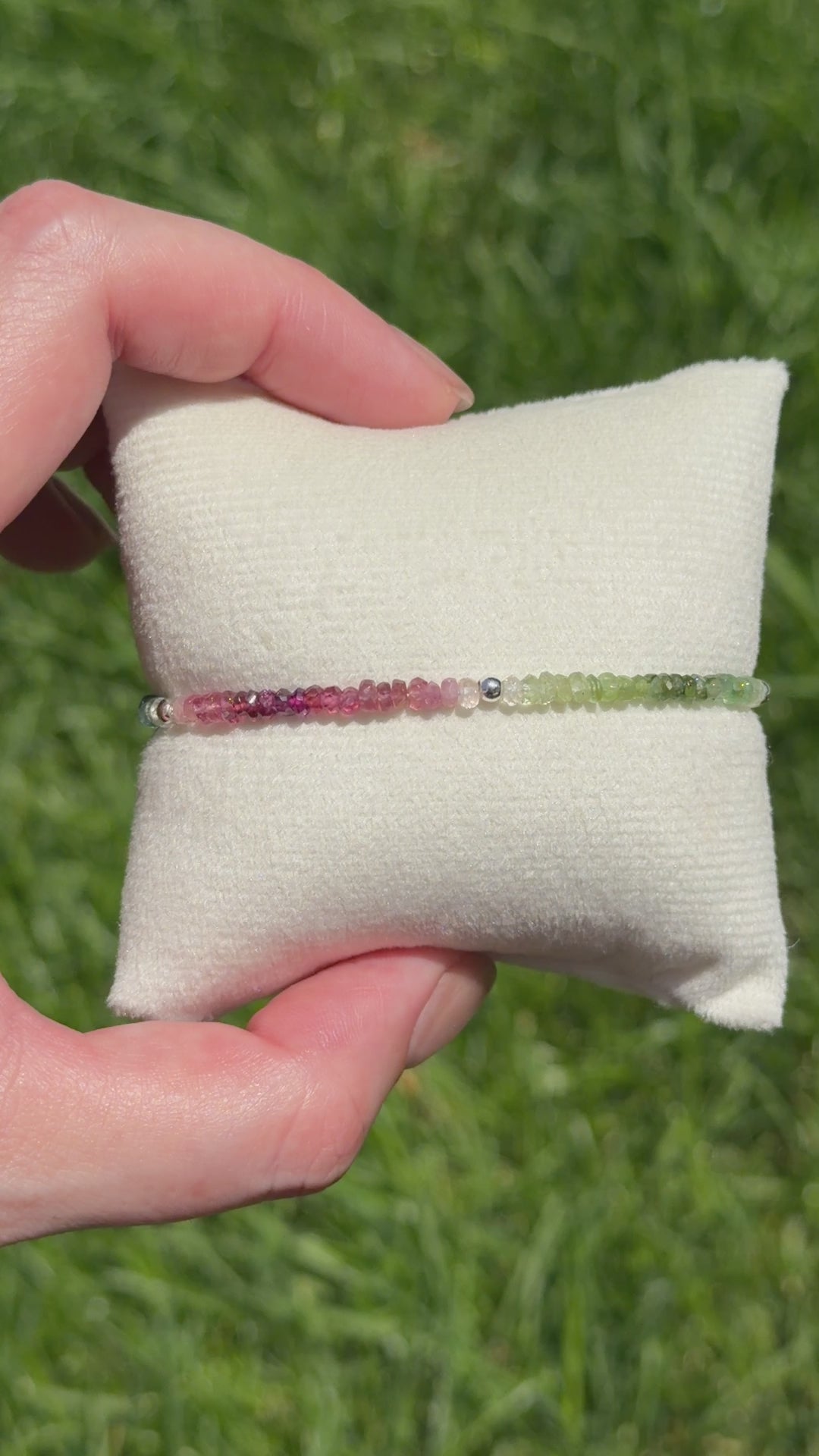 Aria bracelet #14 Tourmaline with Stainless steel silver plated accents