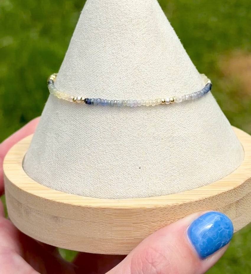 Aria bracelet #17 Sapphires, freshwater pearls, 14k filled accents*